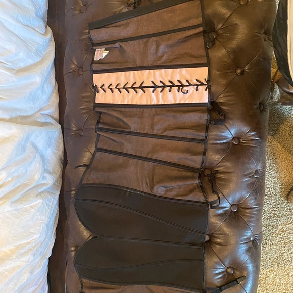 Baby Pink and black Lace Silk Corset sz 42 - Picture 3 of 5